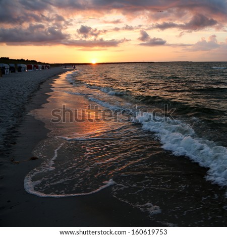 sun down at the Baltic Sea - square background