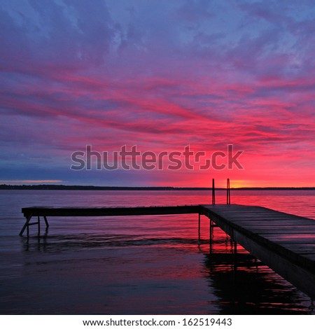 beautiful Landing Stage at Morning Light - square background