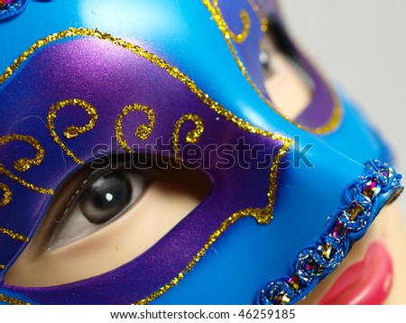 plastic head with venice mask close up