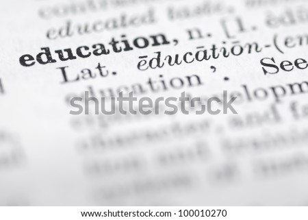 Shallow dof focus on education in English dictionary.