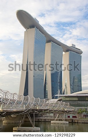 SINGAPORE - FEBRUARY 6: The Marina Bay Sands complex on February 6, 2013 in Singapore. Marina Bay Sands is an integrated resort and billed as the world\'s most expensive standalone casino property.