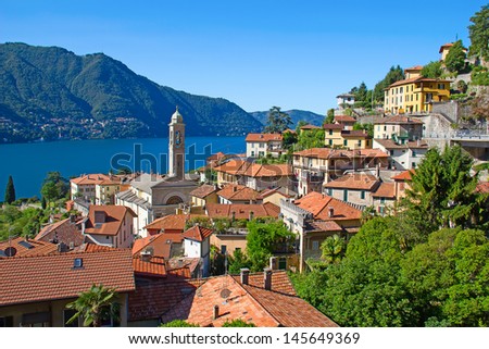 Panoramic View Of Cernobbio Town (Como Lake, Italy)