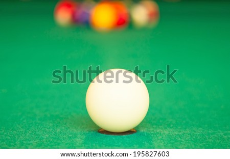 Set of pool balls ready to start the game
