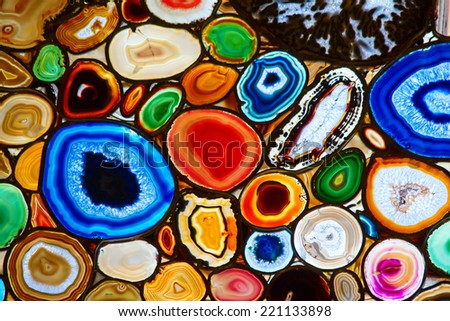 Translucent mosaic made with slices of agate stone