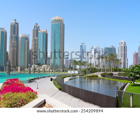 DUBAI, UAE - APRIL 27: Downtown Burj Dubai April 27, 2014 in Dubai, United Arab Emirates. Dubai is biggest city of UAE and one of the most important financial centers of the Middle East economy
