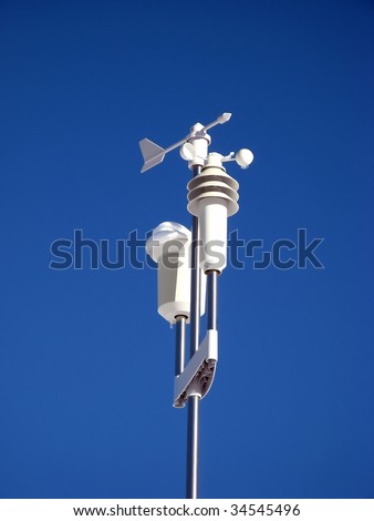 Weather station against blue sky