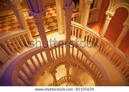 stairway. An interior of venetian style palace