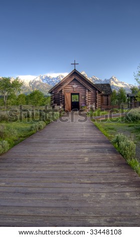 stock photo Church wedding chapel in Grand Teton NP