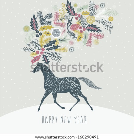Happy new year 2014 Year of horse Vector Illustration Happy new year 2014 Year of horse Vector Illustration