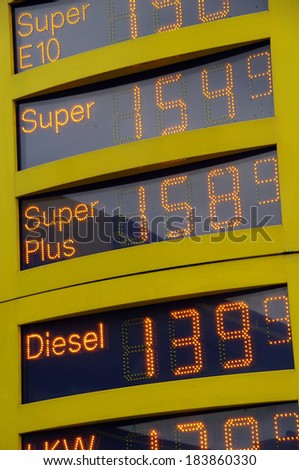 Gas station price sign
