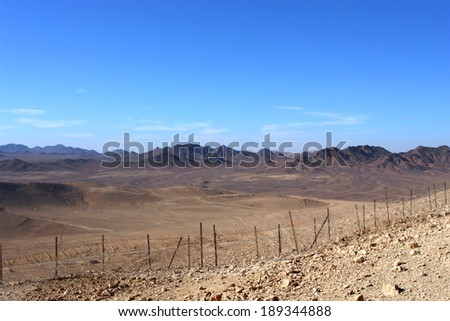 landscape, the journey through the deserts of Sinai, the mountain, the barbed wire on the border between Israel and Turkey