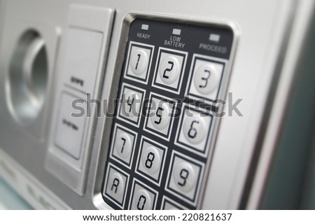 numeric keypad on the safe