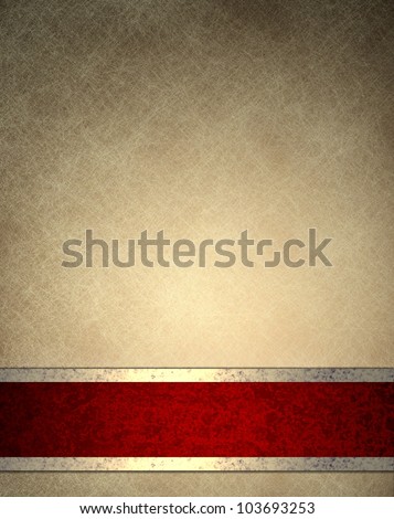 brown beige background with old parchment texture background paper design, or elegant wallpaper frame with fancy red background ribbon stripe with gold decoration, luxury background in vintage style