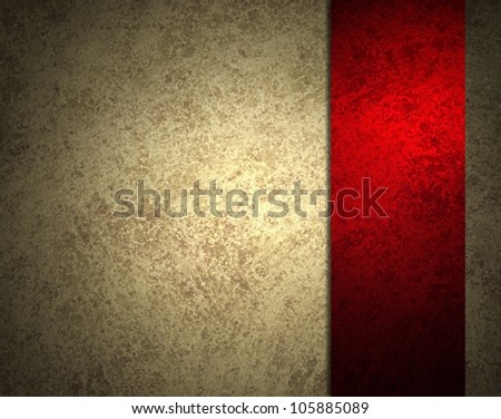 abstract white background with red ribbon stripe or side bar on border frame, has vintage grunge background texture design with lighting, elegant Christmas background, beige brown paper or wallpaper