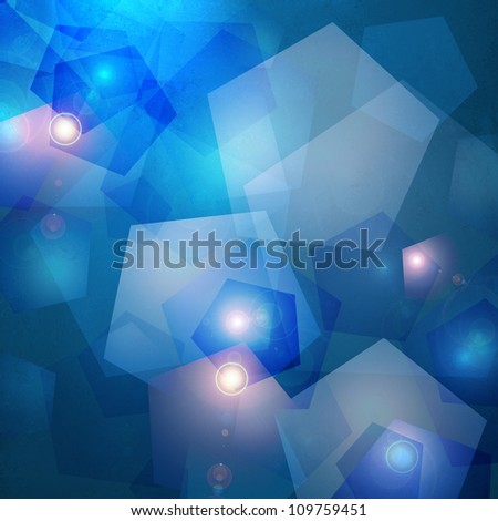 abstract blue background with bokeh lights and geometric shape designs layered with star lens flare for glittery elegant Christmas background decoration for celebration or fun party card announcement