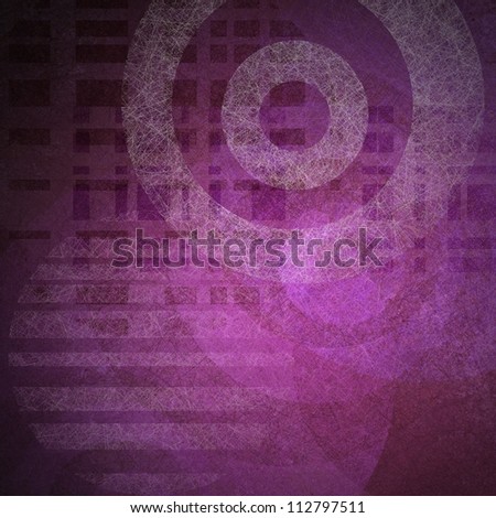 abstract purple background of colorful shapes on pink background and white circle target pattern of vintage grunge background texture and light for old brochure with modern graphic art design elements