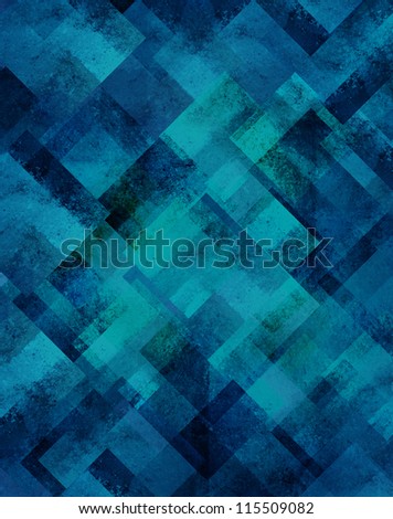 abstract blue background geometric design of diamond square shapes in random pattern with vintage grunge background texture with blurred light blue background celebration brochure template for web