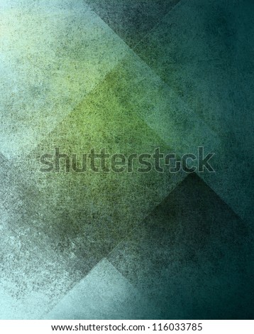 abstract blue background paper design of layer square diamond and rectangle geometric shapes with vintage grunge background texture, gray white and black faded distressed color for antique retro cover