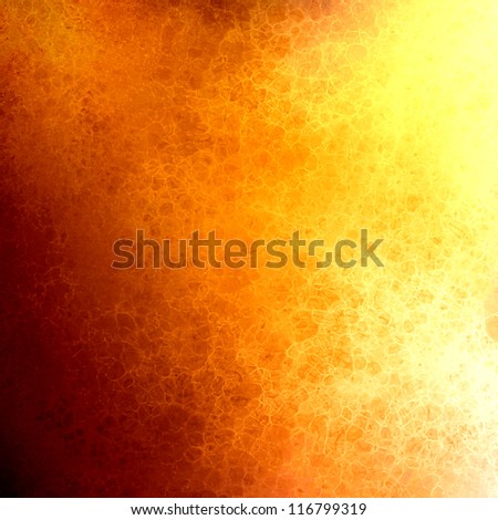 hot fiery orange yellow background, abstract gold corner vintage grunge background texture shapes on border, brochure layout design fall or autumn Thanksgiving background, bright colorful background