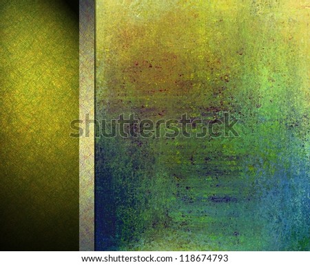 abstract colorful background layout design, vintage grunge background texture, gold green blue background, orange red center, gold ribbon, green black banner background side bar or banner web template