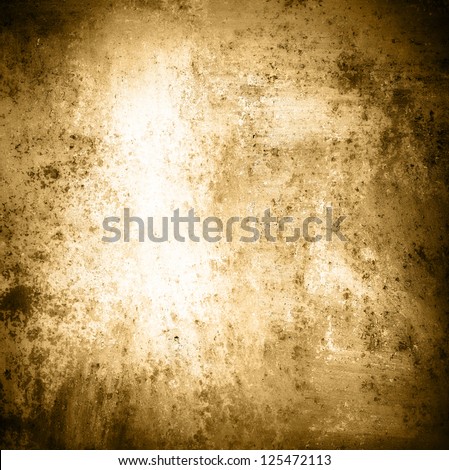 abstract brown background, white center and sepia black border with gradient color and spatter stain, vintage grunge background texture design of old worn paper with rich warm color, distressed page