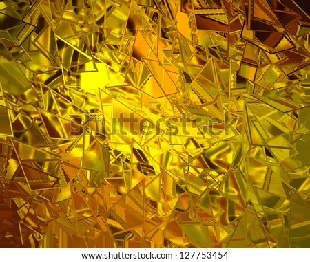 abstract gold background glitter pattern on old vintage grunge background texture, geometric shattered glass pattern with triangle shapes line design elements, luxury gold Christmas paper background