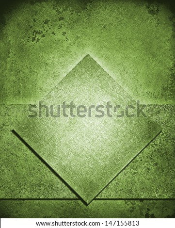 layered abstract green background layout design with diamond square and rough stripe shape layer with vintage grunge background texture, dull green color retro paint, green Christmas background color
