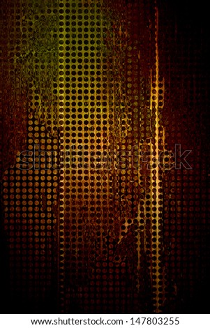 abstract grid background, old distressed mesh with holes, graphic art image of vintage grunge background texture pattern, web background, techno design for brochure or poster, gold brown background