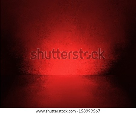 Abstract Red Background Empty Room Interior Wall Floor Reflection Illustration, 3d Box Display Showcase For Product Ad Brochure Layout, Vintage Grunge Background Texture Blank Stage Or Studio Backdrop