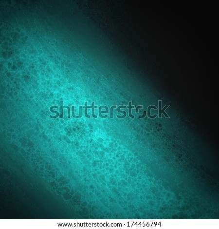 abstract teal blue background design, rough black border with blue streak or stream of bright light across contrasting black background, unique web design background or elegant brochure layout space