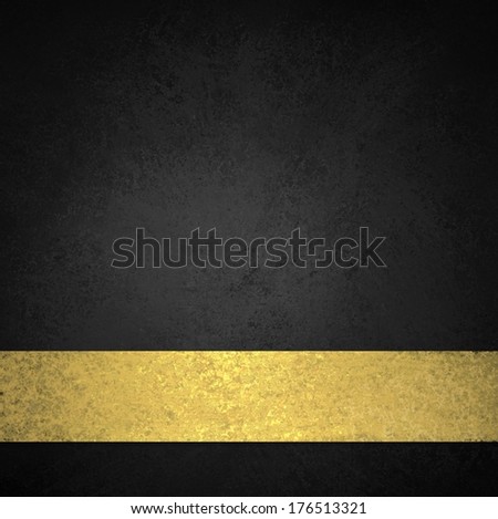 abstract black background or website background design layout of elegant old vintage grunge background texture wall with blank luxury gold ribbon wrap on bottom frame for brochure ad or web template
