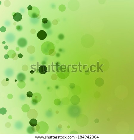 Beautiful web design bokeh background with layers of random fun circles in green and teal. Festive party background bubble shapes falling from sky. Green and blue brochure graphic art design.