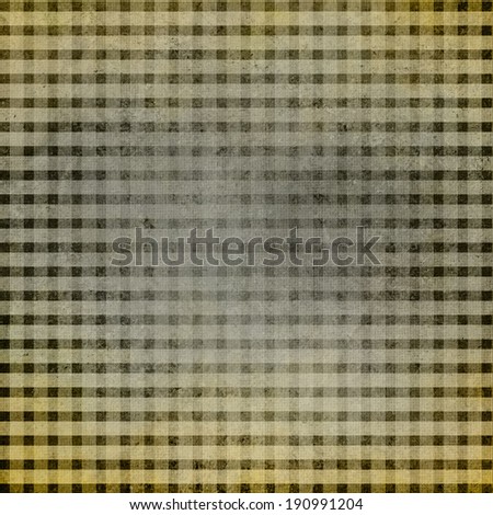 faded vintage yellow and gray checkered background, worn shabby chic line design element on distressed old texture with stained black and gray center spot