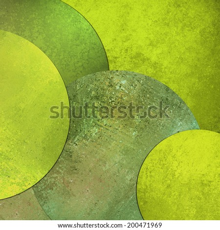 green and yellow background, layers of different color circle shapes in random artistic pattern composition, abstract floating balls design