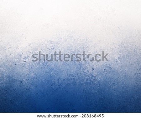blue white background, dark blue bottom border and cloudy white top border layout, blended blue and white paint with old smeared and detailed texture