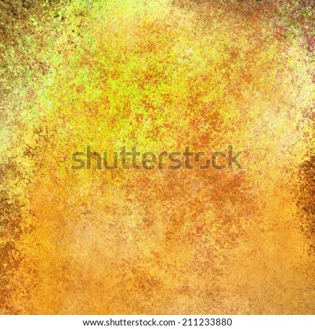 vintage paper texture grunge background in orange and gold with brown grungy border stains, old gold background