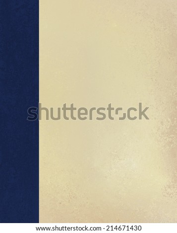 vintage beige or off white background paper texture with dark blue sidebar design