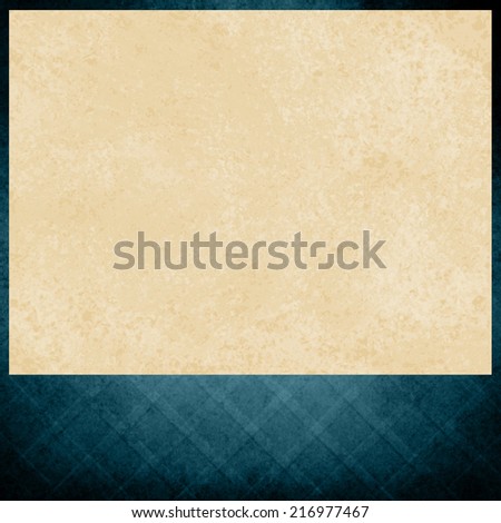 vintage white paper on blue background, elegant criss cross pattern of faded blue, old distressed texture, blank footer space for announcement or title