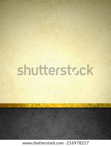 abstract gold background with black footer and gold ribbon trim border, beautiful template background layout, luxury elegant gold paper with vintage grunge background texture design