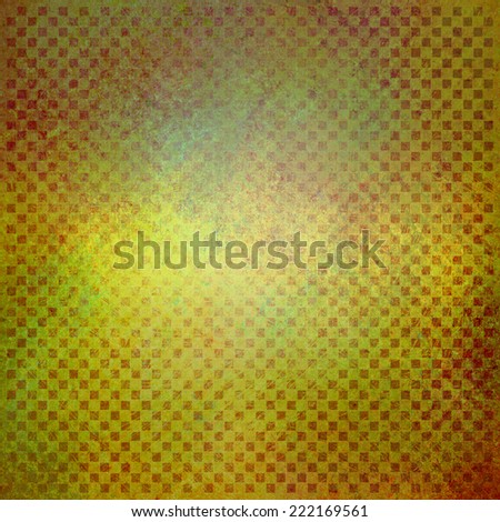 gold green background with red checkered design, abstract background, block squares in fine detailed pattern layer