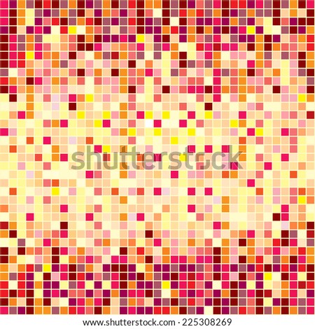 colorful blocks and striped pattern detail background, fine squares of pink yellow gold orange burgundy purple and red colors in random pattern with bright center and dark border
