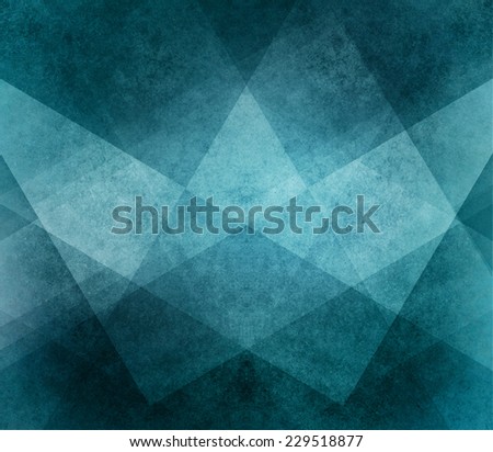 abstract blue background white pattern of blocks, stripes, triangles and rectangle shapes in diagonal lines with vintage blue texture