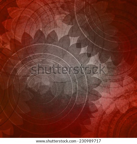 fancy red brown floral background pattern with flower design elements, layers of round seal pattern shapes on vintage background paper