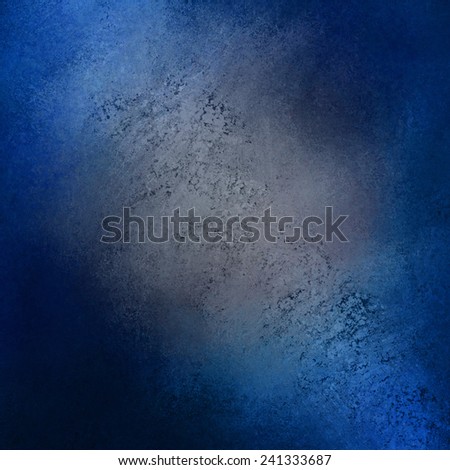 blue black background with grunge texture border, light shiny center or sunshine pattern on wall. vintage shadow black frame design, old distressed shabby background layout