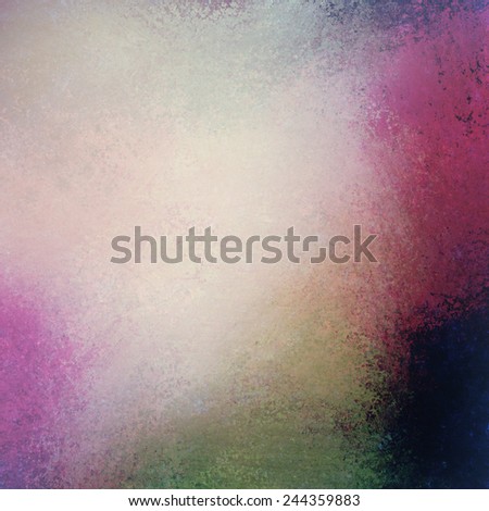 soft yellowed pink and green background with faded white center and pastel color border, vintage background grunge texture design