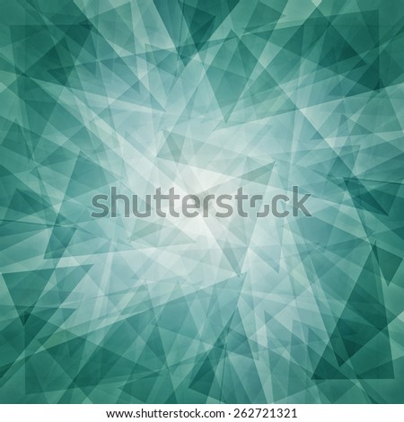 abstract triangle background design, layers of faint transparent triangles texture on bright blue green background with white center