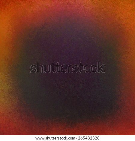 black grunge color splash on bright orange and red background, vintage distressed texture with dark center and light border