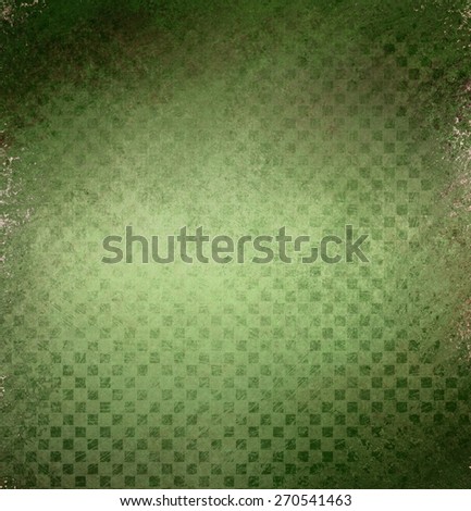 Green background with textured grunge paint design of small square blocks in faint detailed pattern