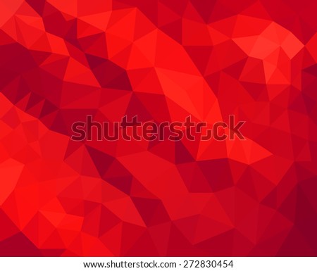 Red background. Low poly background. Triangle shapes in mosaic pattern of diamond facets, low poly triangular style background design texture