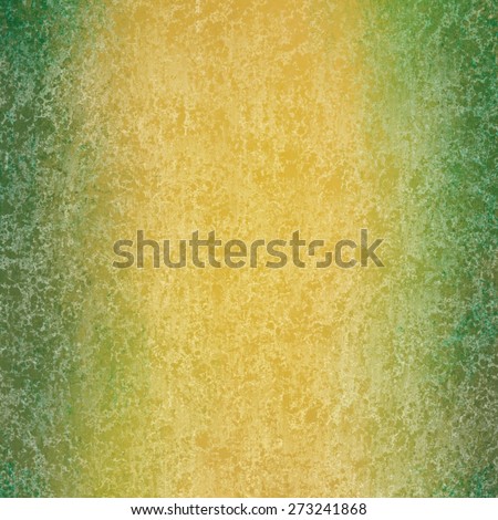 abstract green and gold background with textured white sponge grunge. distressed gold background with green border.